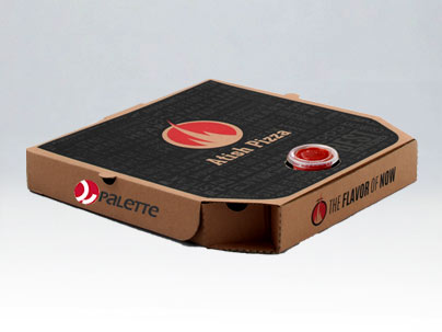 طراحی و چاپ جعبه پیتزا یک تکه