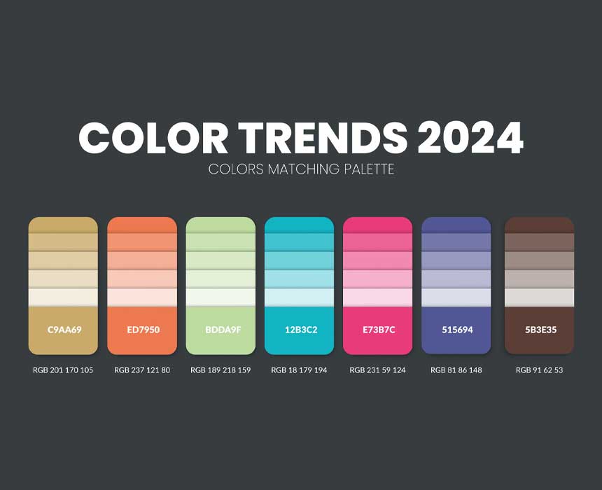 پالت رنگ های سال ۲۰۲۴ پینترست (Pinterest Palette) رو ببینید