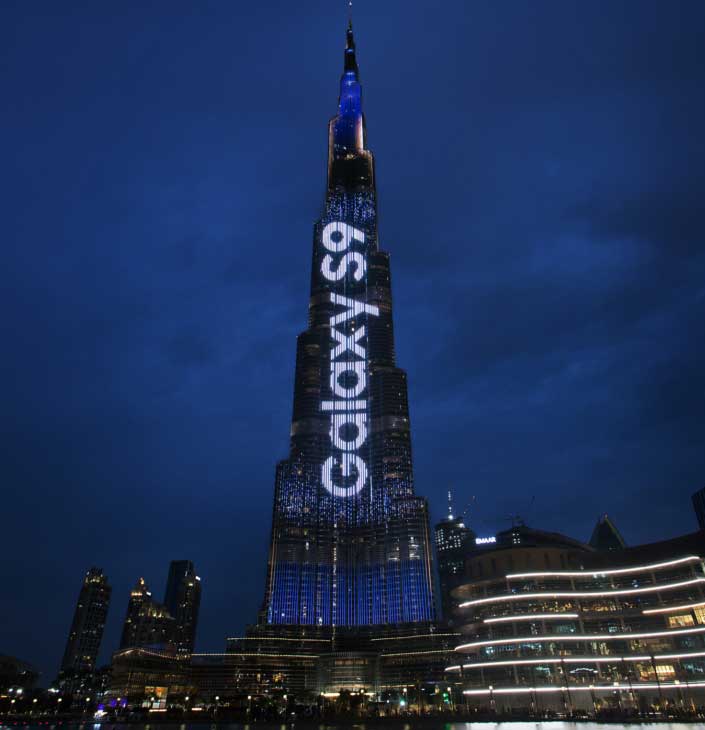 تبلیغ گلکسی 9 سامسونگ بر روی برج الخلیفه دبی