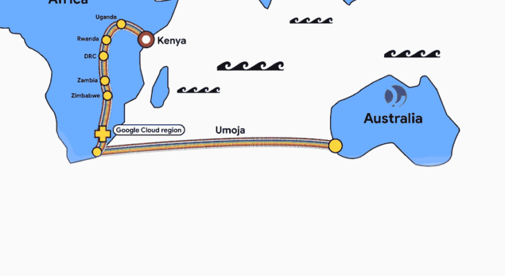 گوگل از طریق خطوط فیبر نوری افریقا را به استرالیا متصل می کند